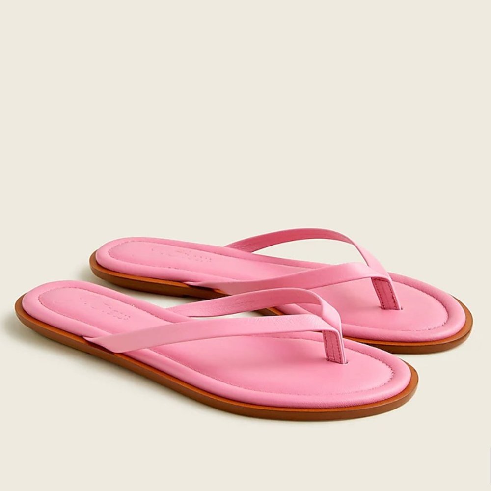 NWT J. Crew Sorrento Leather Thong Sandals Pink